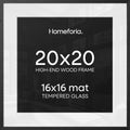 Homeforia 20x20 Black Oak Picture Frame, High-End Wood, 16x16 Mat, Glass by Homeforia