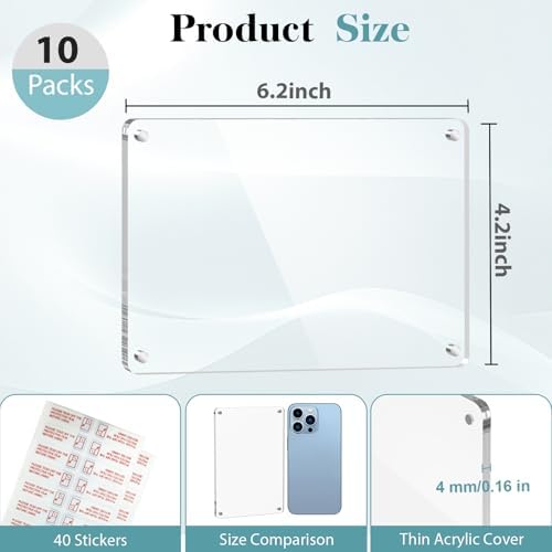 SAMYUCHO 10 Packs Acrylic 4x6 Magnetic Picture Frames for Refrigerator - Image 2