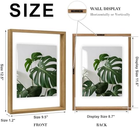 Egofine 9x12 Floating Frames Set of 2, Double Plexiglass Picture Frame, Made of Solid Wood Display Any Size Photo up to 9x12, Wall Mount or Tabletop Standing, Carbonized - Image 3