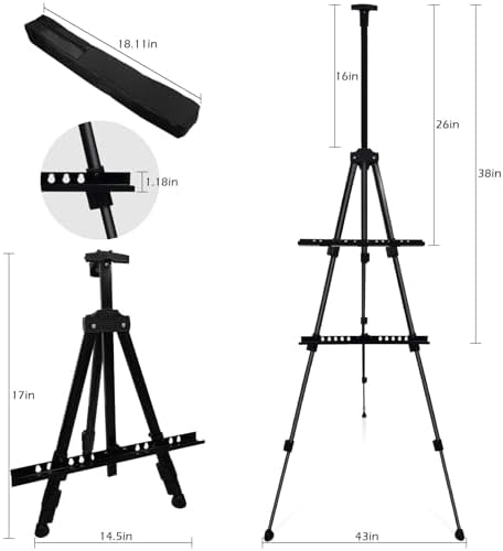 NS JYMB Easel Stand for Sign and Painting, 17-66 Inch Adjustable, Black - Image 6
