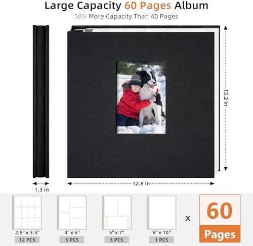 Self Adhesive Photo Album, 60 Pages, 13.2x12.8 Inch, Black - Image 2