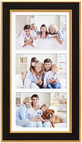 Suede 8x16 Picture Frame Display 3 Opening 5x7 Picture Frames Collage Wall Decor with Mat,Multi Photo Frame for Plexiglass,Wall Decor,1Pack,Black - Image 3
