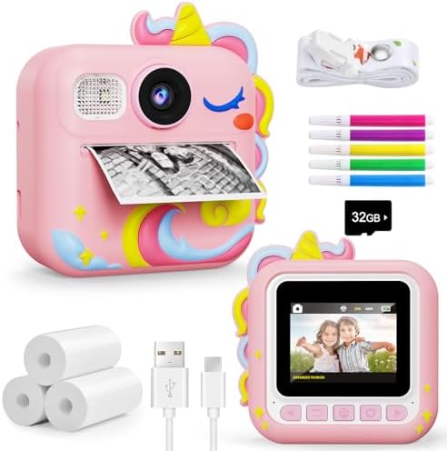 KOKODI Kids Camera Instant Print, Toddler Cameras Christmas Birthday Gifts for Girls Age 3-12, Digital Video Instant Printable Camera for Kids,Toys for Ages 5-7 Girls (Pink) by WhereKidsLearnThroughPlay