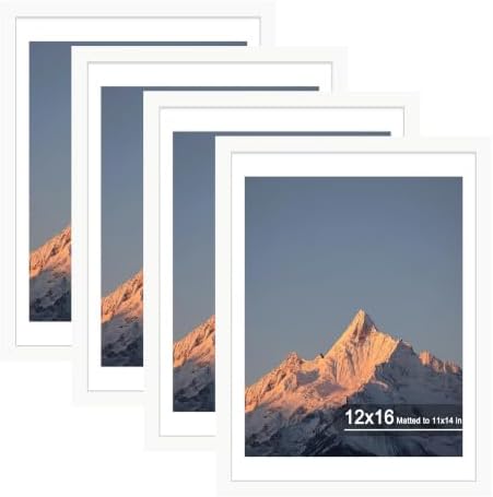 12x16 Picture Frame Set of 4 with Real Glass, Wall Mount by SZYUU