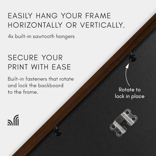 Americanflat 20x30 Poster Frame - Walnut Engineered Wood with Polished Plexiglass - Wide Picture Frame for Vertical or Horizontal Wall Display - Epic Collection - Walnut - Image 3