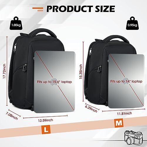 SDYSM Camera Bag Backpack Professional for DSLR SLR Mirrorless Camera Waterproof Laptop Back Pack 14 Inch with Rain Cover Anti Theft Travel Case Large Capacity Photography Backpack Black - Image 3