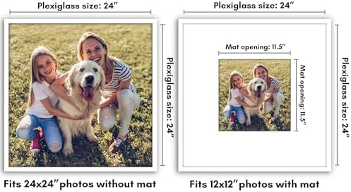 Americanflat 24x24 Poster Frame - Matted to 12x12 - Slim Molding - White - Image 2