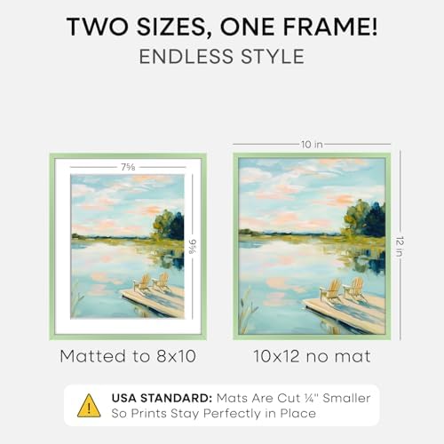 Homeforia 10x12 Green Picture Frame, High-End Metal, 8x10 Mat, Glass - Image 2