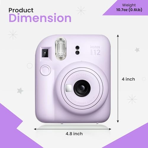 Fujifilm Instant Mini 12 Camera + Accessory Bundle & Compatible Custom Case + Fuji Instant (20 Shots) Designer Mini Photo Album (60 Pockets) (Lilac Purple) - Image 6