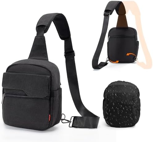 Cwatcun Camera Sling Bag Compact Small Camera Case, Waterproof Canvas Crossbody Camera Bag with Rain Cover, Travel Photography Bag for Canon, Nikon, Sony, Fuji DSLR/SLR/Mirrorless Cameras, Lens by FocusonCameraBag