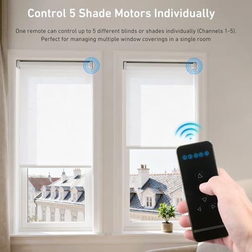 5-Channel Blind Remote Controller, Black - Replacement for Motorized Roller Shades, Window Blinds & Shades -Compatible with Rollerhouses ERB22/ERB25/EY1612/EY2512 Motors - Image 2