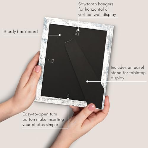 Americanflat 8x10 Picture Frame - Matted to 5x7 - Distressed White - Image 5