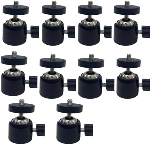 Universal 1/4" Swivel Mini Ball Head Tripod Mount, Black, 10-Pack by NVRTTRR