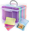 Yesland 5x7 Inch Photo Storage Box with Handle, 6 Inner Photo Cases Keeper, Plastic Organizer, Craft Storage Container for Greeting Cards Pictures Stamps Scrapbooking Office Supplies, 6 Colors by Yesland