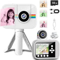 Kids Camera Instant Print,Kids Digital Camera with 3 Color Print Paper,32GB & Mini Tripod,48MP & 1080P Video Christmas Birthday Gifts for Girls and Boys Age 3-12 (White) by GUEDIEO