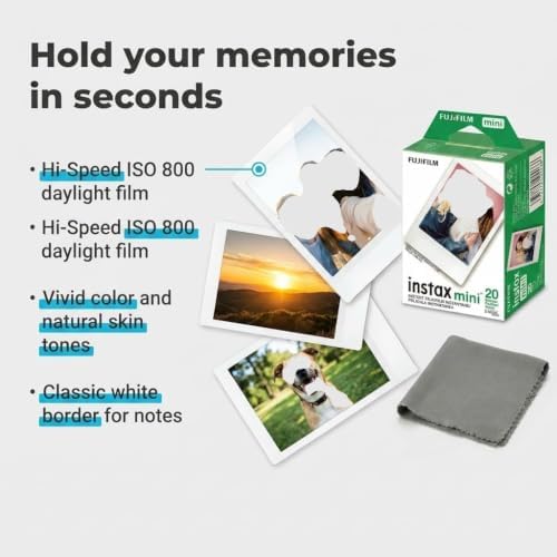 Fujifilm Instax Mini Instant Film, 100 Sheets – White Daylight ISO 800 for Instax Mini 13, 12, 11, 41 Cameras –Bundeld with The Tudak Store Microfiber Cleaning Cloth - Image 2