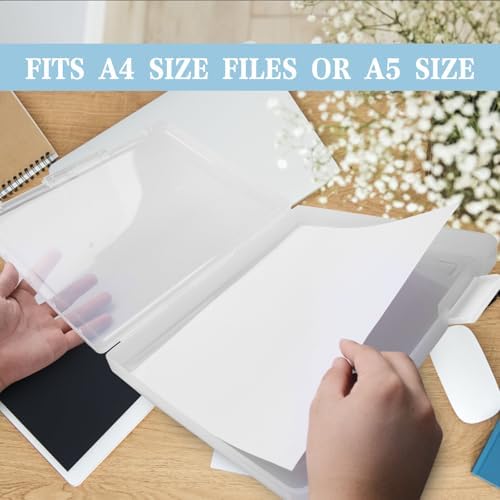12 Pcs Clear Paper Storage Box, White, 12.4 x 9.84 x 1.18 Inches - Image 4