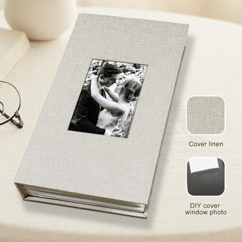 Photo Album 4x6 with 420 Pockets, Slip-in Picture Albums, Linen Cover Memory Book with Front Window, Vertical pages Photo Book for Wedding, Family, Anniversary, Baby, Vacation(Light Beige) - Image 7