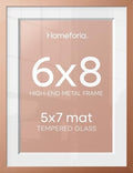 Homeforia 6x8 Rose Picture Frame, High-End Metal, 5x7 Mat, Glass by Homeforia