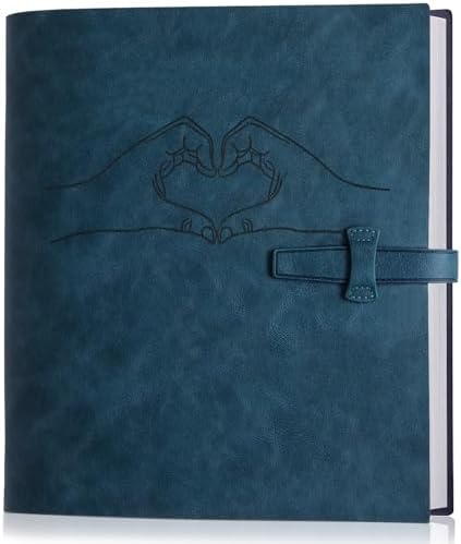 Leather Photo Album for 4x6 Pictures Album Book With Writing Space for Family Wedding Anniversary Birthday Christmas Baby Vacation, Gift for Anniversary (Blue Heart) by Unknown