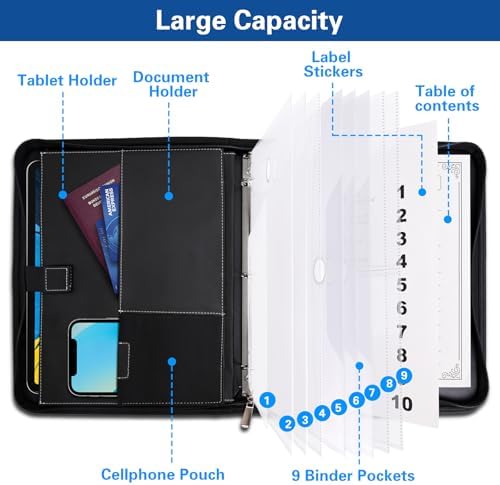 HAUTOCO Important Document Organizer Zipper Life Binder Family Emergency Binder Birth Certificates Protector, in Case I Go Missing Estate Planning Organizer - Include Category Label & Directory - Image 3