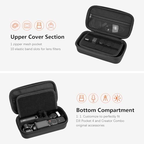 AMAZEAR Portable Carry Case for DJI OSMO Pocket 4 / Xtra Muse, Pocket4 Accessories Hard Shell Bag for Protection, Storage, Organizer, with Shoulder Strap, Black - Image 3