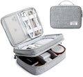 Lanola Travel Cable Organizer Bag, Electronic Accessories Case Portable Double Layer Cable Storage Bag for Cord, Charger, Flash Drive, Phone, SD Card,Personal Items - (Grey) by Lanola