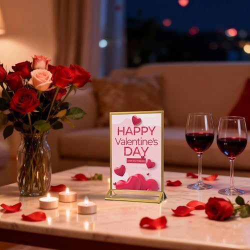 6 Pack Acrylic Sign Holder 5x7" Photo Frames, Double-sided Clear Menu Holder Gold Picture Frames for Wedding Table Numbers, Table Top Display Sign Stand Plastic Flyer Holder Vertical Paper Holder - Image 6