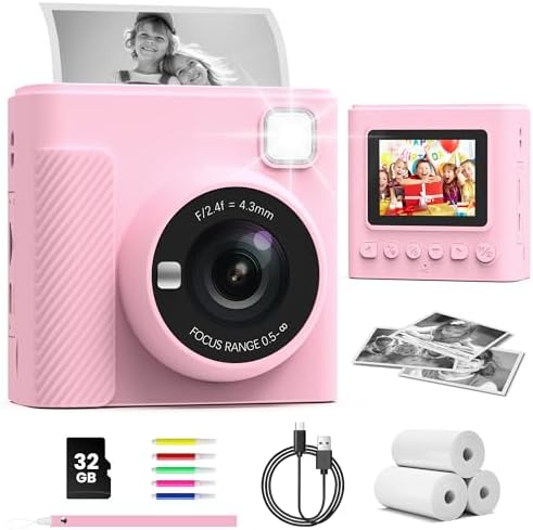 TIATUA Kids Instant Print Camera, 1080P HD Video Digital Toy, Pink by SpecializeinKidsCameraToys