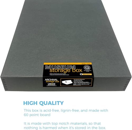 Lineco Museum Archival Storage Box, Drop Front, 17.75x22.75x3 in, Gray - Image 3