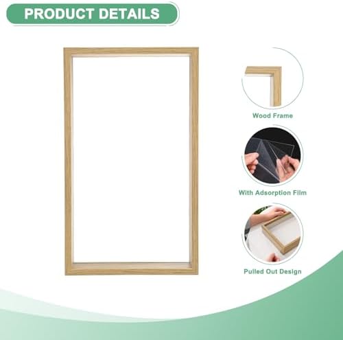 M METERXITY 1-Pack Dried Flower Frame, 7 x 12 Inch Double Acrylic Wooden Dried Flower Photo Floating Frame for Tabletop/DIY/Handicrafts [Wood Color] - Image 2