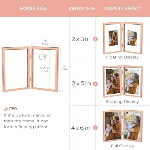 Golden State Art 4x6 Hinged Metal Picture Frame, Rose Gold, Tabletop - Image 5