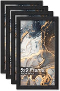 5x9 Picture Frame Set of 4 Black Engineered Wood Tabletop/Wall Hanging by Fxojyvo
