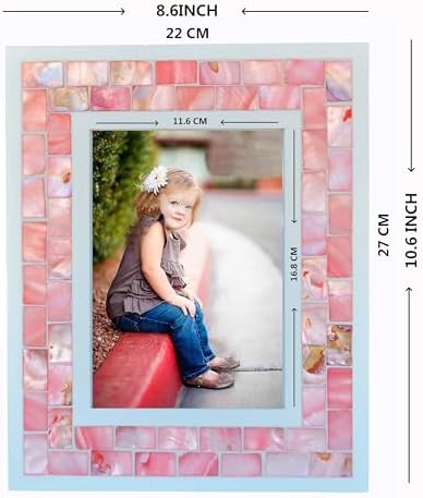 Wedding Picture Frame 5x7 Pink Mother of Pearl Glass - Image 3