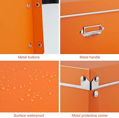 SEEKIND photo boxes storage, storage boxes with lids and Handles, 3 in 1 Set, Multiple Size(Small/Medium/Large) Plastic Box for Photos, tax papers, Cosmetic, Socks, Snacks, Etc(Orange) - Image 4