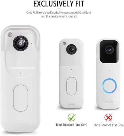 Silicone Skin Case for Blink Video Doorbell (2nd Gen) - Weatherproof Silicone Protective Cover with Brim for All-New Blink Doorbell Camera 2025 Full Protection (White) - Image 2