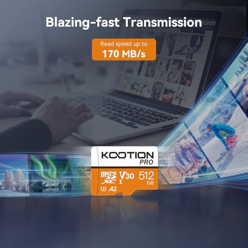 KOOTION 512GB Micro SD Card Up to 170MB/s, microSDXC UHS-I Memory Card, C10, U3, A2, V30, Full HD, 4K UHD, TF Card for Drones/Gaming Console - Image 4
