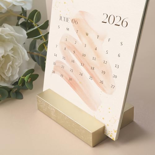UNIQOOO 3.5" Gold Birch Wood Stand for Monthly Desk Calendar, Wooden Block Base, Cardstock Holder, For Office Home Retail Reception Decor, Photo Display, 10 Pack - Image 6