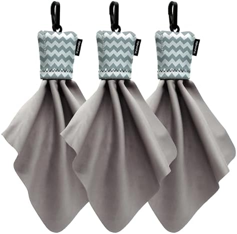SPUDZ Classic Microfiber Lens Cleaner – Clip-On Pouch, Washable – for Binoculars, Scopes, Glasses, Screens | Classic | Gray Chevron, 6 x 6 Inch (3-Pack) by SPUDZ