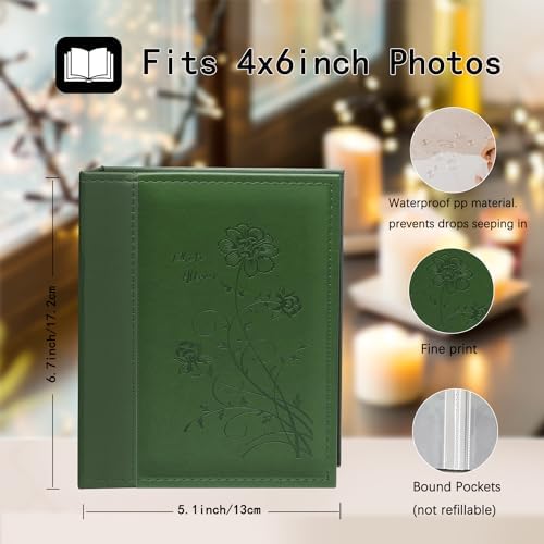 Artmag Small Photo Album 4x6 2 Pack, Each Pack with 50 Clear Pages Holds 50 Vertical Photos for 4x6 Picturs, Artwork or Postcards Storage (Dark Green) - Image 2