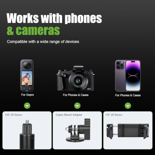 Golf Tripod Selfie Stick, 47” All-Terrain Phone Monopod with Ground Spike & Tripod Base | Magnetic Phone Holder, 1/4” Screw, Carry Bag | for Golf Swing Recording, Vlog, Travel, Outdoor Sports - Image 5