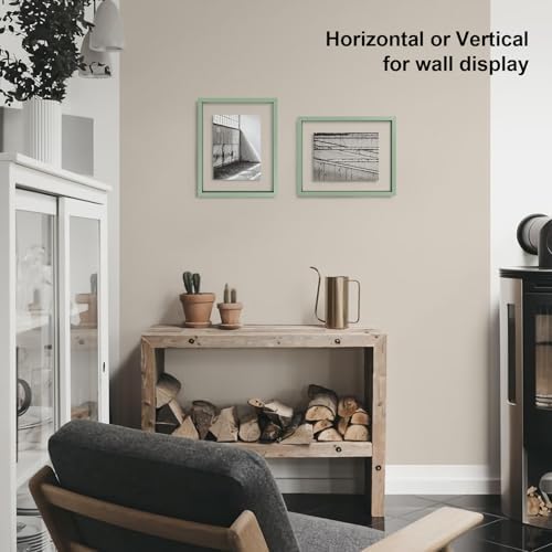 Egofine 8.5x11 Floating Frames Set of 2, Double Plexiglass Picture Frame, Made of Solid Wood Display Any Size Photo up to 8.5x11, Wall Mount or Tabletop Standing, Green - Image 6