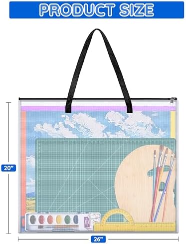 ZKOO 20x26 Inches Art Portfolio Case, Mesh Folder Poster Storage Bag, Black - Image 2