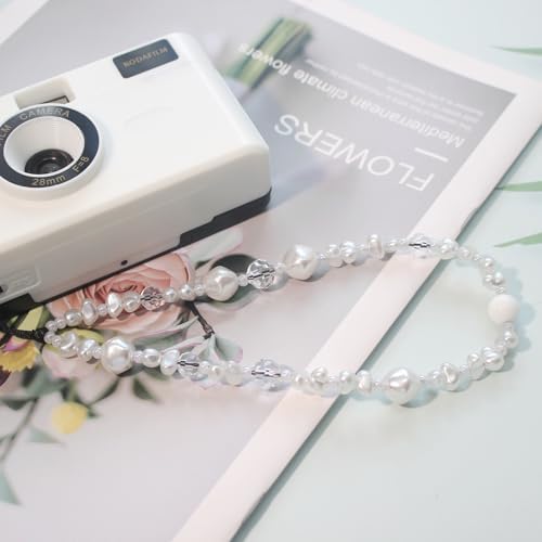 Beaded Camera Wrist Strap,Cute Phone Charm Decor,Pearl Bracelet Wrist Strap - Image 6