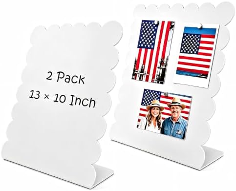 2 Pack Metal White Scalloped Magnet Display Board, 13" × 10" Anti-Slip Magnetic Bulletin Board Tabletop Memo Craft Photo Stand Small Business Supplies for Home Office Vendor Booth Events Classroom by Unknown