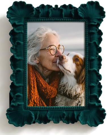 5x7 Flocked Picture Frame for Shelf Desk Table Decor,Forest Green by FOLKOR
