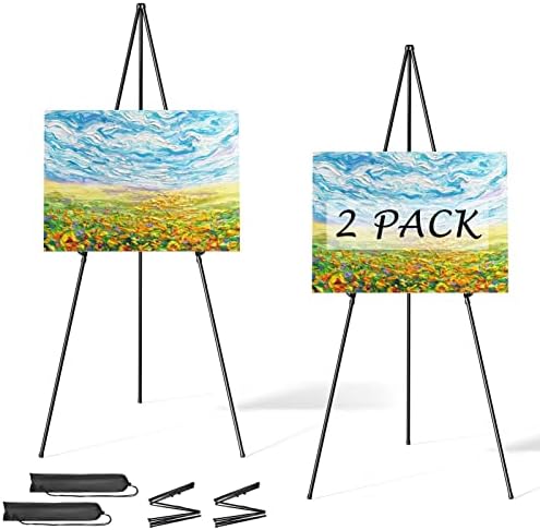 Easel Stand for Sign, Aredy 63" Portable Painting Easel, Lightweight Metal Easels for Painting Canvas, Wedding Sign (2 Pack) by Aredy