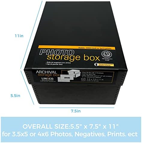 Lineco 4x6 Photo Storage Box, with 12 Envelope, 5.5x7.5x11, Black, 2 Pack - Image 3