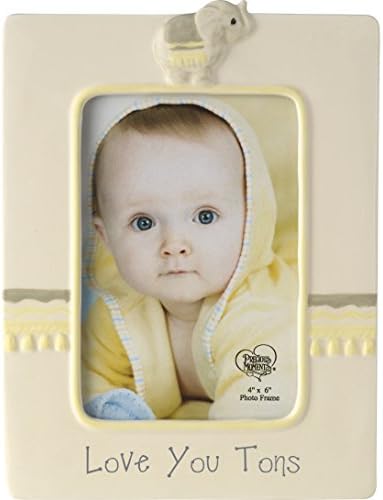 Precious Moments 179305 Love You Tons Ceramic Elephant Photo Frame, Gray Chevron by PreciousMoments