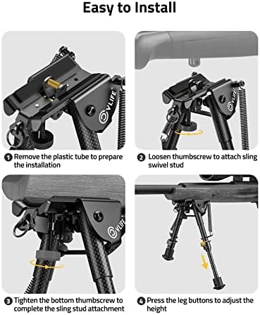 CVLIFE Rifle Bipod, 6-9 Inch Adjustable Super Duty Bipod - Image 4